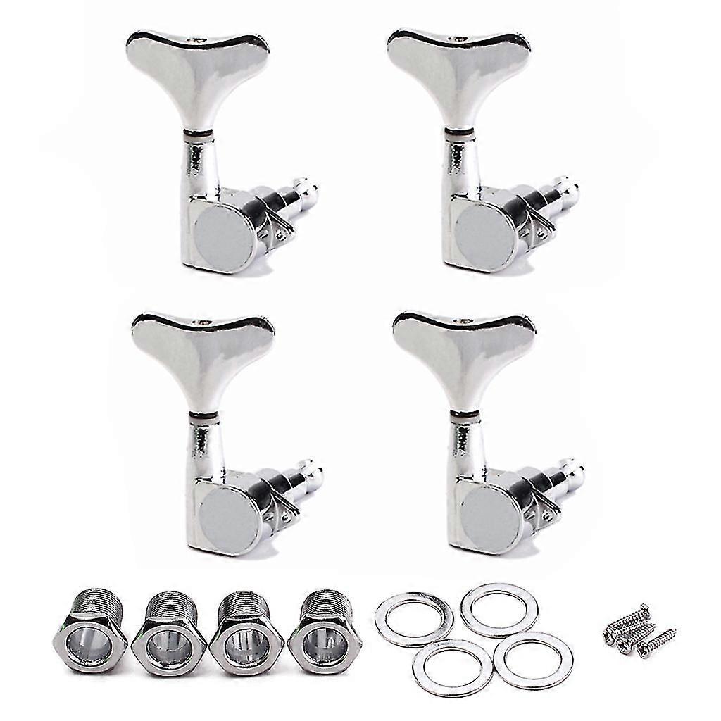 4R Electric Bass Guitar Tuners Machine Heads Bass Guitar Tuning Pegs Tuning Keys Buttons Chrome Gui