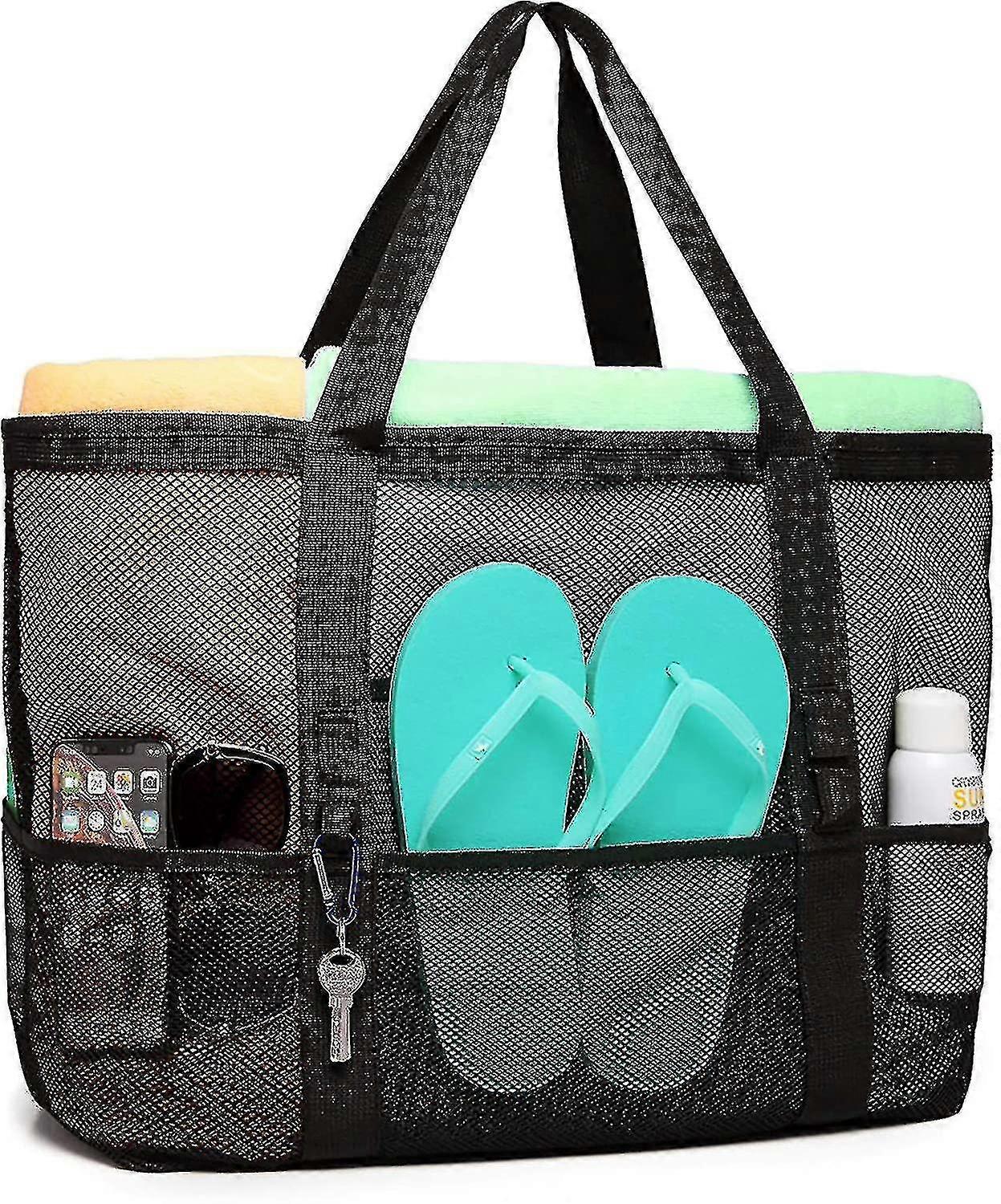 حقيبة الشاطئ، F-color شبكة كبيرة الحجم حمل الشاطئ 9 جيوب حقيبة لعبة الشاطئ