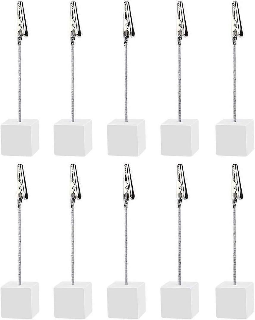 10 Pcs Cube Resin Base Place Card Holders with Alligator Clips, Table Number Card Holders Picture Picks Clip Holder Stand Photo Card Note Holder Weddi