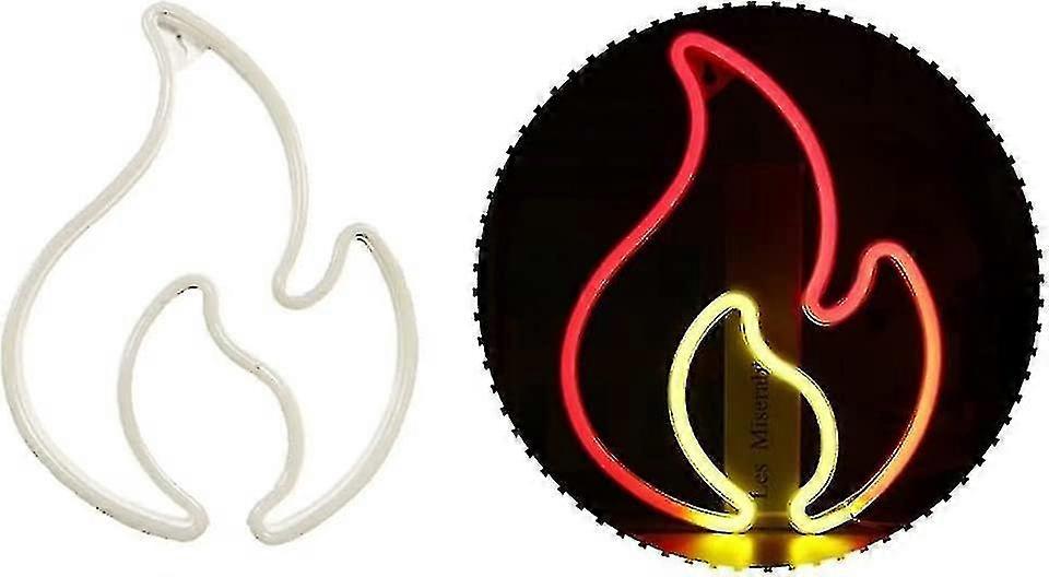 Flame Sign, Red And Yellow Flame With On / Off Switch, Flame Led Sign