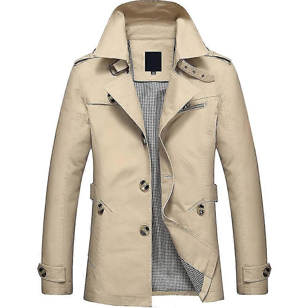 VAWAN Mens Casual Vinter Solid Lapel Bomull Dust Coat