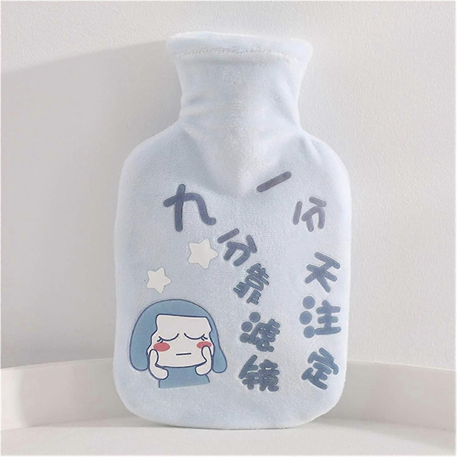 Cartoon Hot Water Bottle to Keep Warm in Winter with Plush Reusable Hand Warmer, Can Be Used for Heating in Winter (Color : BL 2)