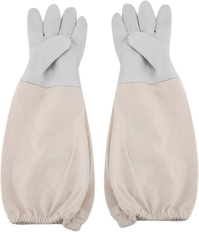 Synthetic Leather Beekeeping Gloves, One Pair Wide Ventilated Sleeve Beekeeping Protective Gloves, Perfect for Beginner and Professional Beekeeper(XLL