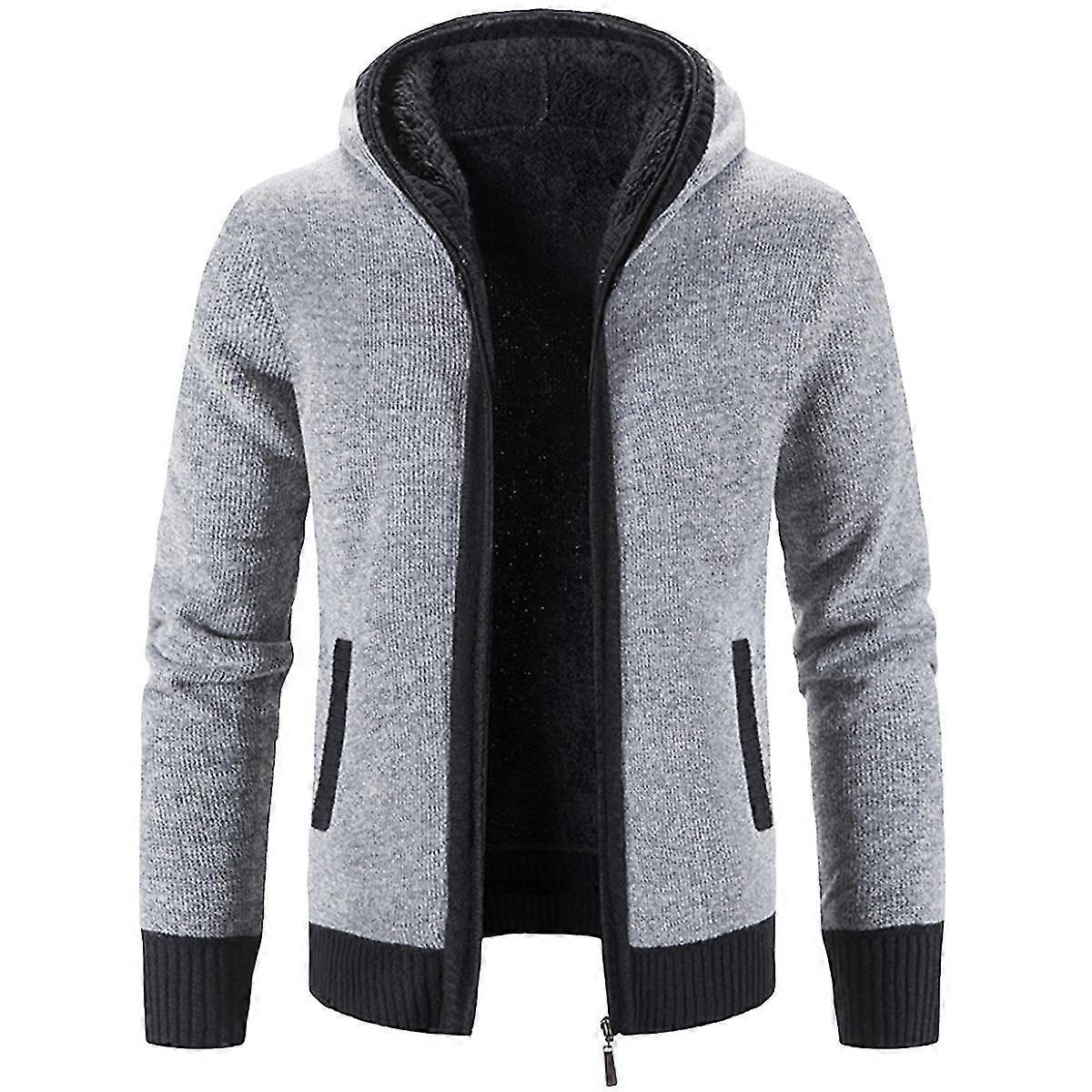 Dicker Herren-Winterpullover mit Kapuze und Fleecefutter