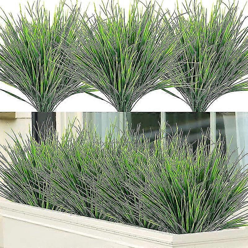 8pcs 7 Fork Spring Grass,green Artificial Plants For Simulation Flowers Home Decor Decorative Plastic