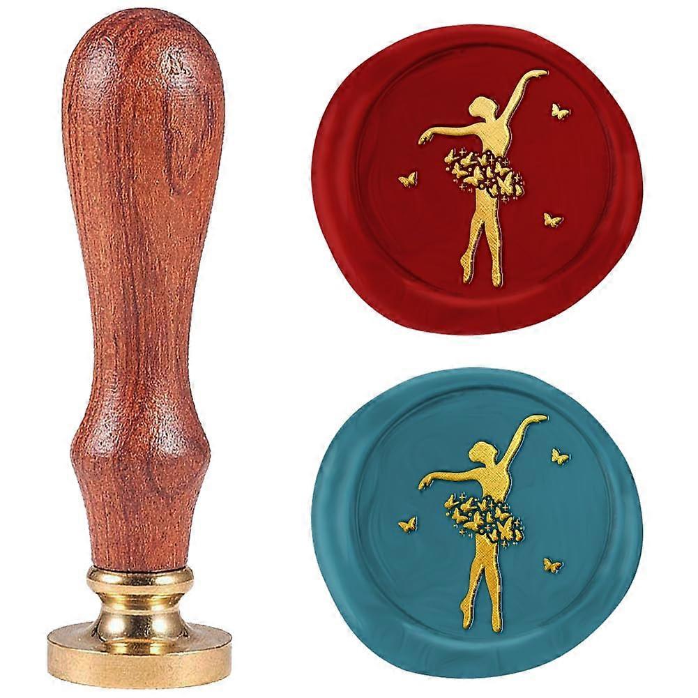 1" Butterfly Ballet Wax Seal Stamp Retro Sealing Stamps Removable Brass Head Seal Stamp with Wooden Handle Sealing Wax for Envelope Greeting Card Lett