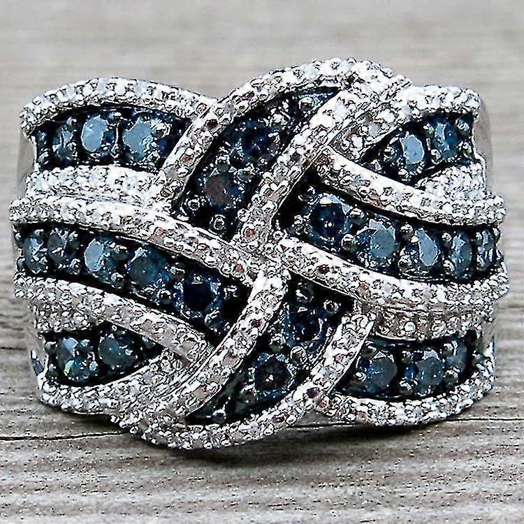Twisted Bar Sapphire Ring - Silver Plated Diamond Sapphire Ring