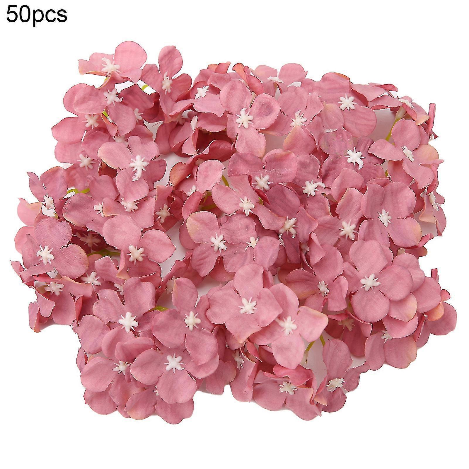50pcs/set Artificial Flower Head No Withering Wear-resistant Colorful Fadeless Artificial Hydrangea Flower Head For Garden