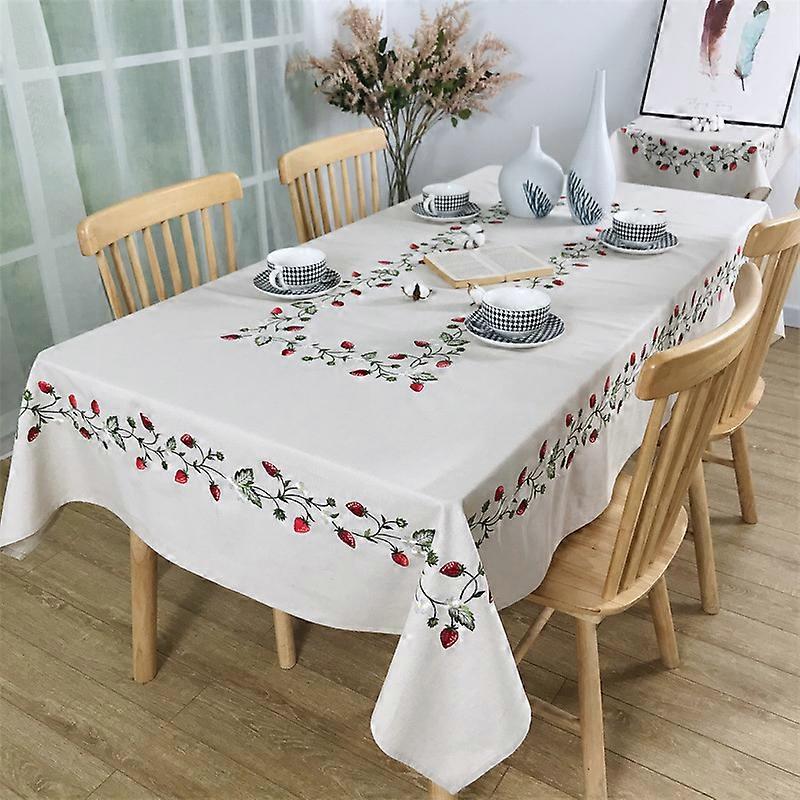 Spring Strawberry Printed Tablecloth Ins Small Fresh and Cute Rectangular Dining Table Table Mat Home Decoration Accessories