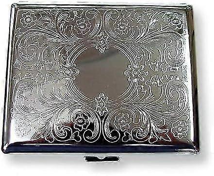 Etched Cigarette Case Victorian Style Metal Holder for