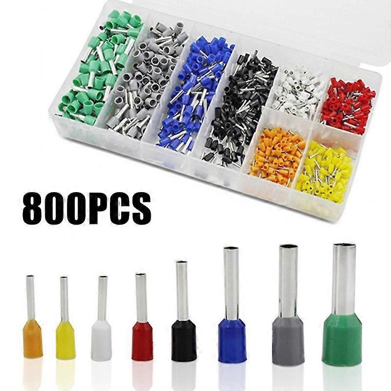 800PCS Bootlace cooper Ferrules kit set Wire Copper Crimp Connector Insulated Cord Pin End Terminal
