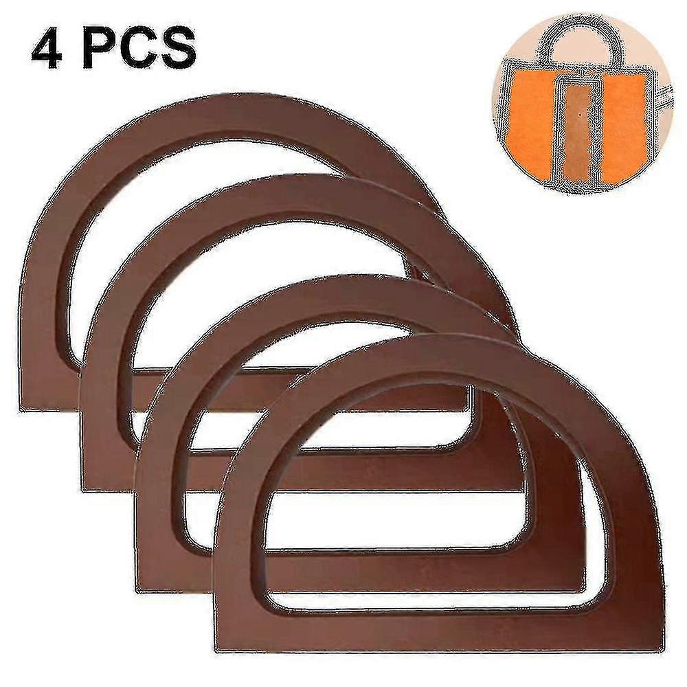 4pcs Wooden Bag Handle Replacement D Shape Handbag Purse Handle
