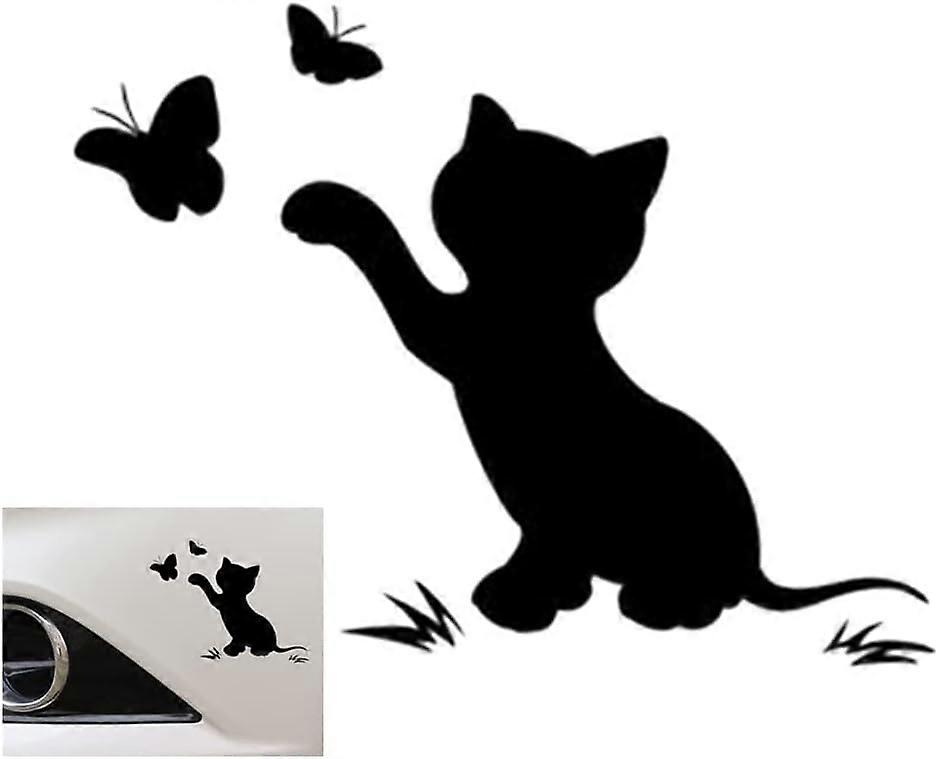 Car Sticker Cat Butterfly Pattern Cute Car Decoration Black