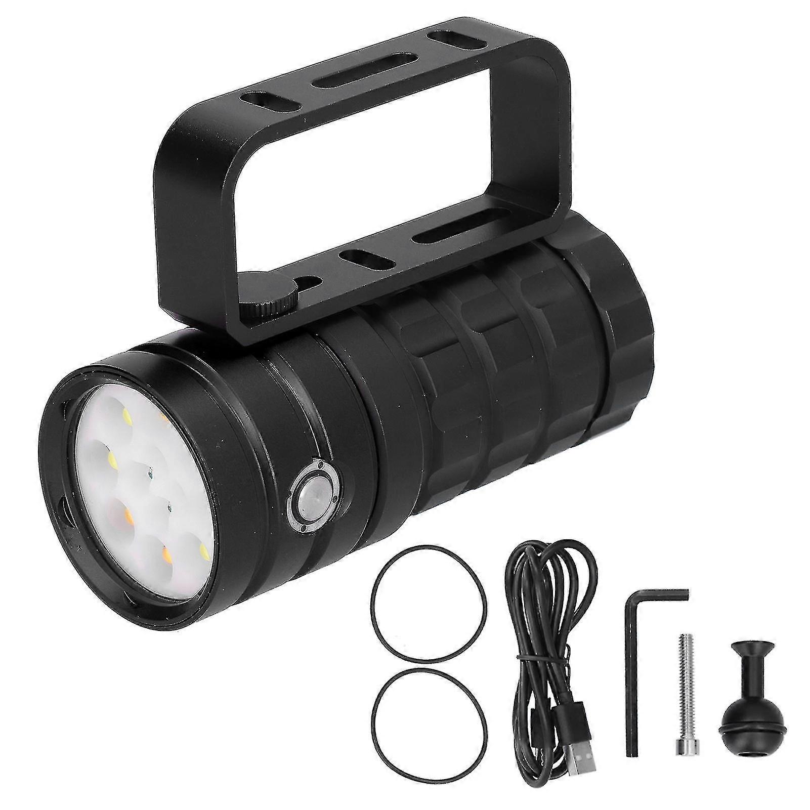 10000LM 12LED Professional Diving Flashlight compatible with 100m Underwater - Black
