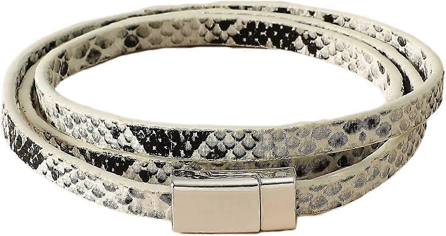 多層スネークスキンフェイクレザーバンドカフバングルブレスレットジュエリーギフト女性男性用