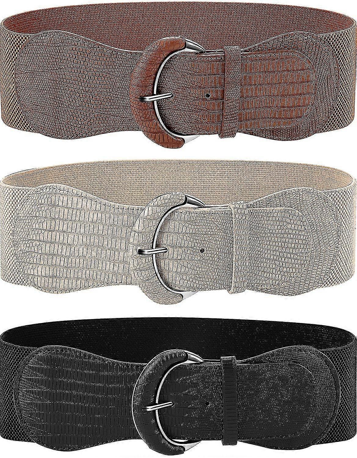 3 stuks brede vrouwen taille riem stretchy cinch riem lederen elastische riem