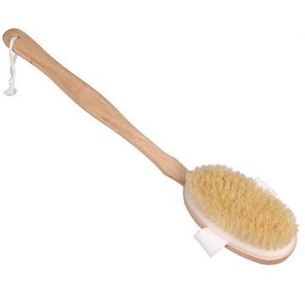 Wood Long Handle Bristle Bath Shower Body Back Removable Handle Brush Massager