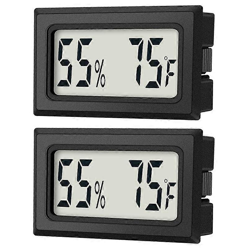 Mini Digital Thermometer Hygrometer Indoor Humidity Monitor Temperature Humidity Gauge Meter With Fahrenheit () (2 Pcs)-Champagne