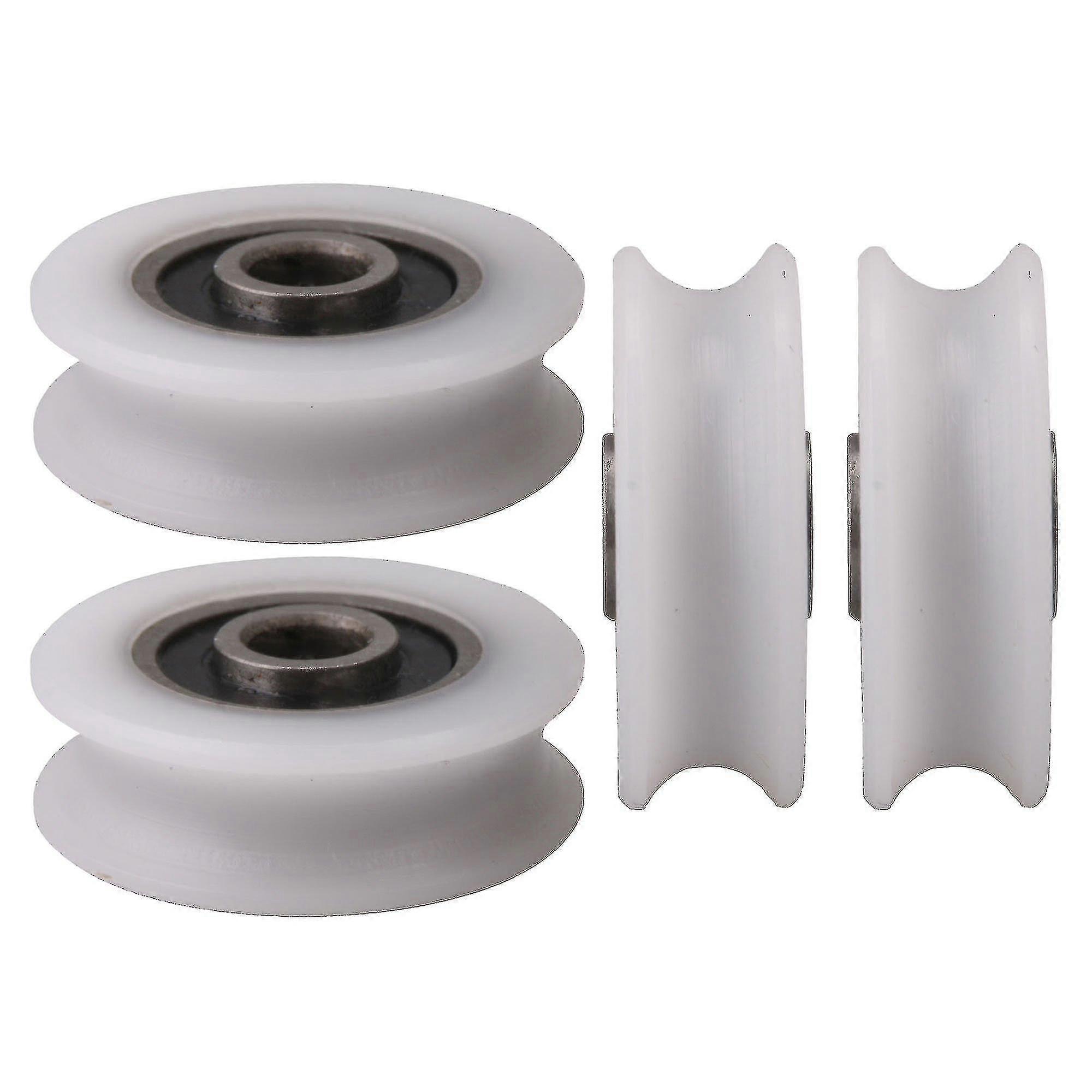 4pcs 4x20x6.5x7.4mm άσπρος εσωτερικός τροχός τροχαλιών U-αυλακώσεων 4mm για τη συρόμενη πόρτα