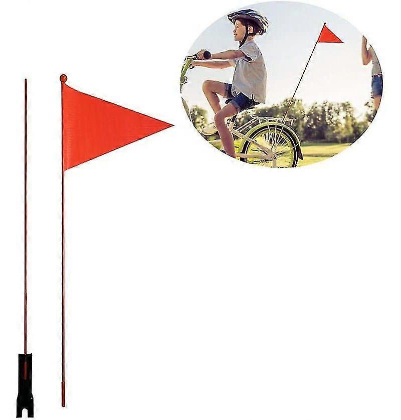 Children's Bicycle Flag Safety Pennant, Bicycle Pennant, Bicycle Pennant Flag Neon Orange Flag, With Bracket For Boys Girls Cycling