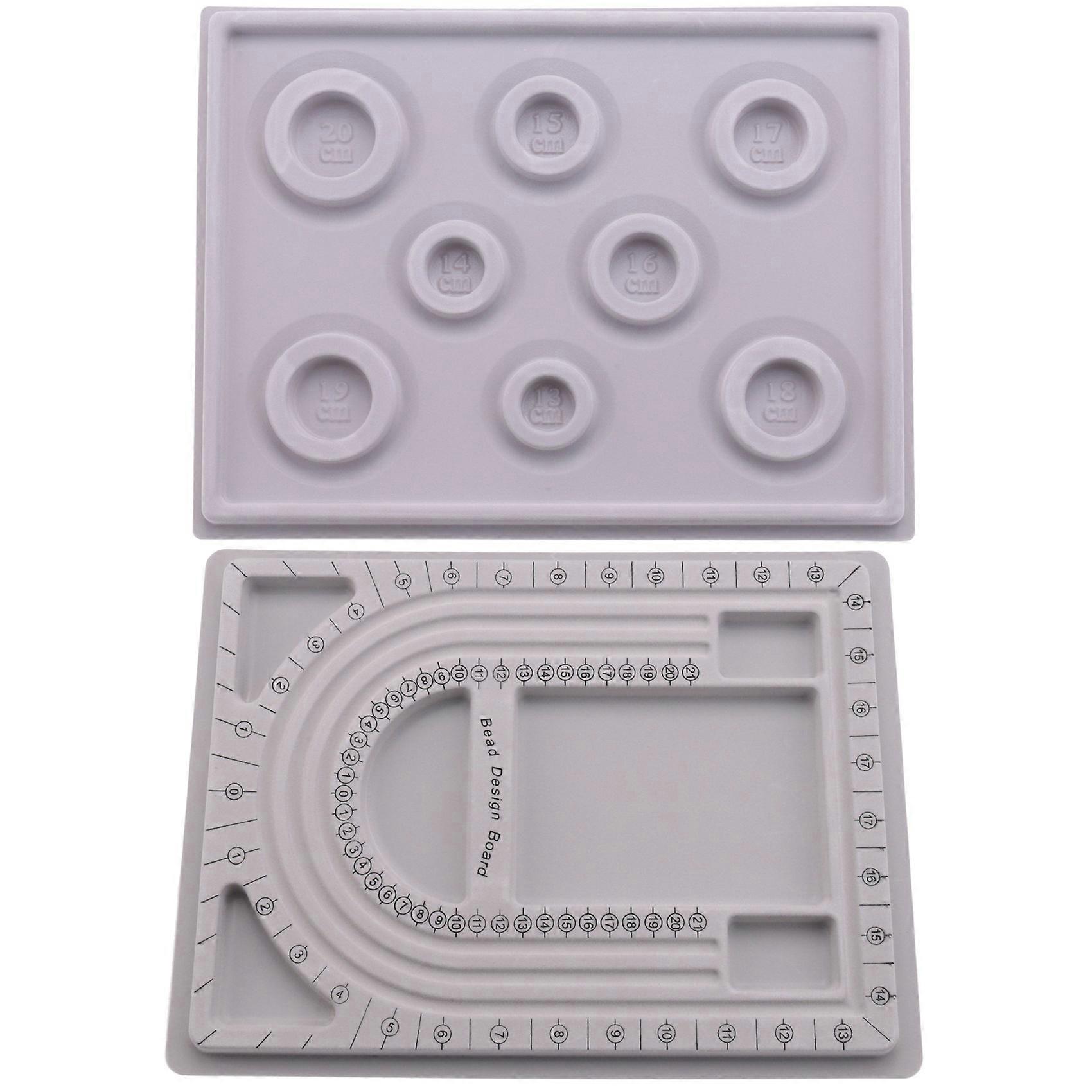 2 Stück Perlen-Design-Board-Armband-Design-Brett Beflocktes Perlenbrett-Halskette Perlenschmuck-Organizer-Tablett DIY-Schmuckherstellungstablett