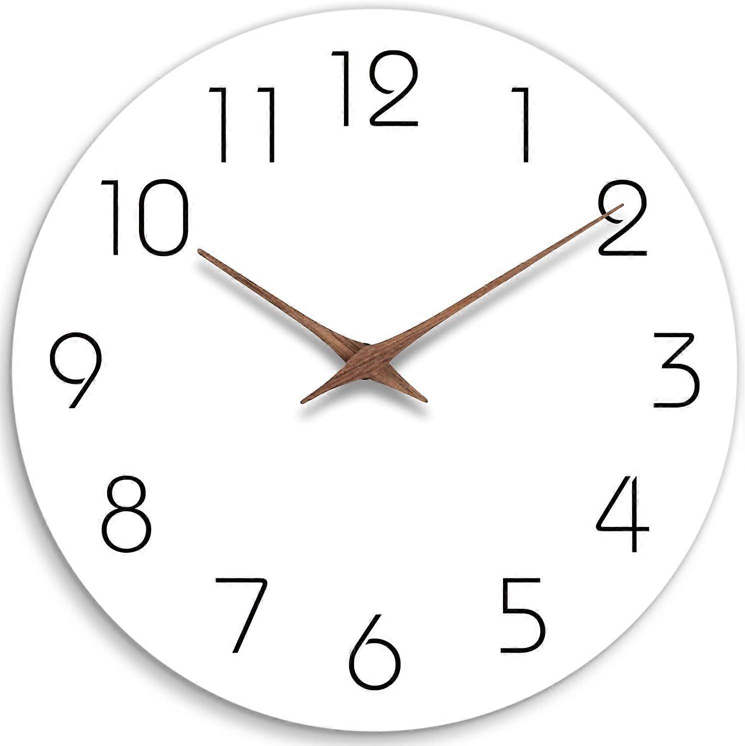 Wall Clock 10 Inch Silent Non-Ticking Wooden Wall Clock Battery Operated - Wooden White Modern Office Minimalist Minimalist Clock Decoration for Kitch