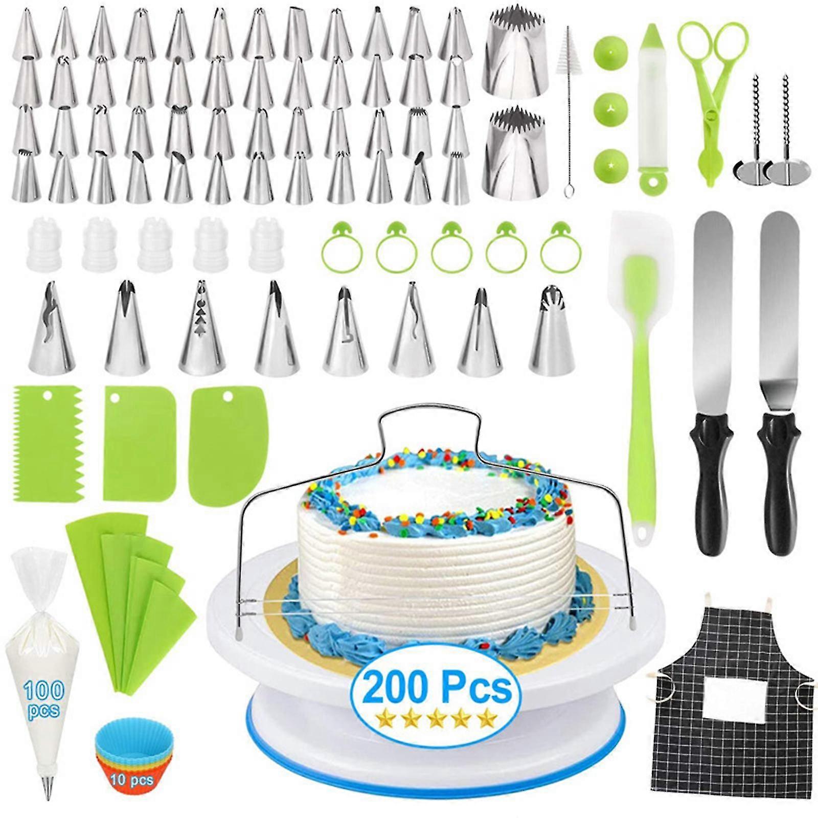200pcs Cake Decorating Tools Set Turntable Pastry Bags Nozzle Bakware Baking Accessories Baking Tools Cake Baking Sets Baking Tool Set