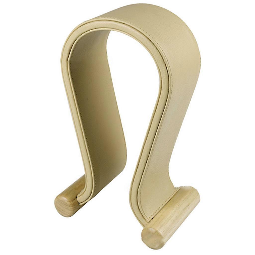 Solid Leather Cased Headset Headphone Holder Birch Earphone Stand Hanger Rack U