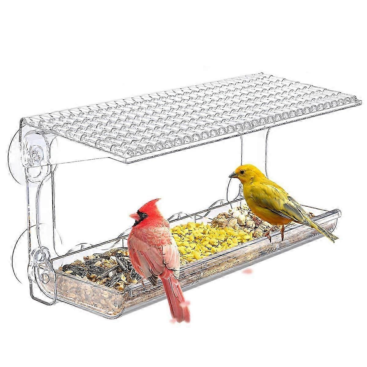 Window Bird Feeder For Outdoors, Clear Bird Feeders Window Mounted With Strong Suction Cups, Transparent Bird