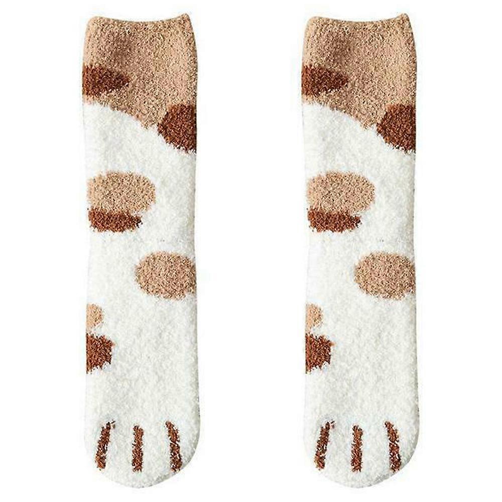 Womens Fuzzy Cat Dog Paw Pattern Socks Winter Warm Soft Cozy Fluffy House Sleeping Slipper Stockings