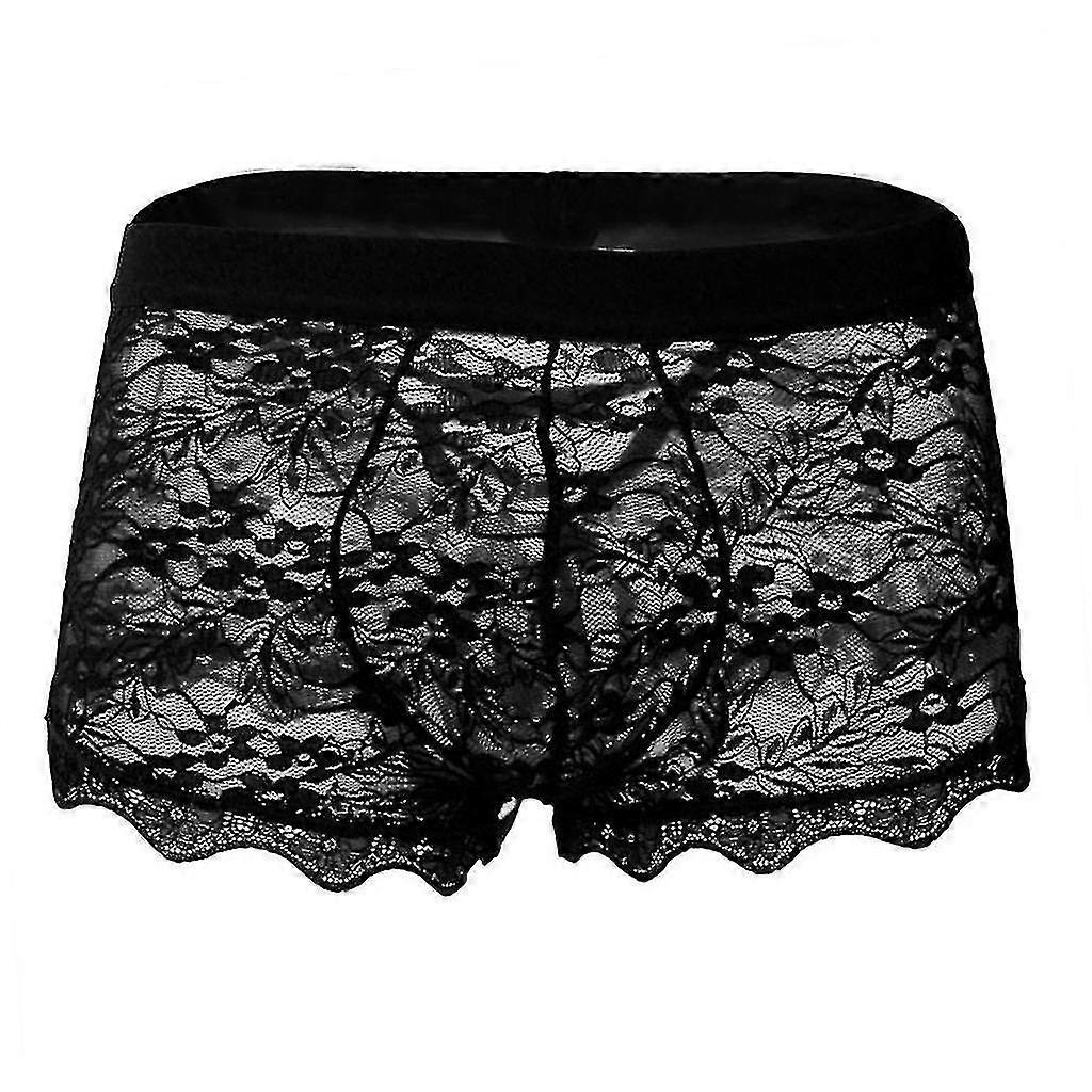 Men's Underwear Lace Transparent Mesh Low Waist Boyshort