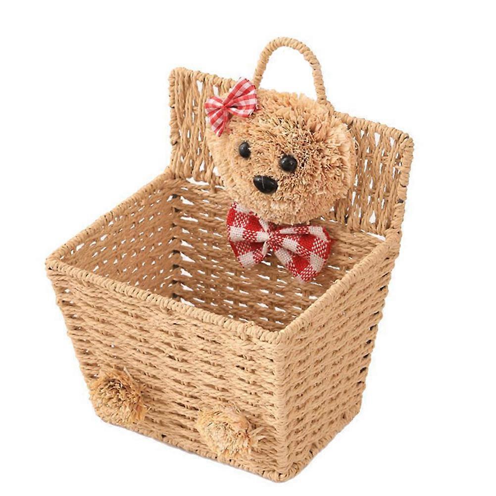 Cartoon Bear Wicker Woven Baskets Multifunctional Wicker Storage Container