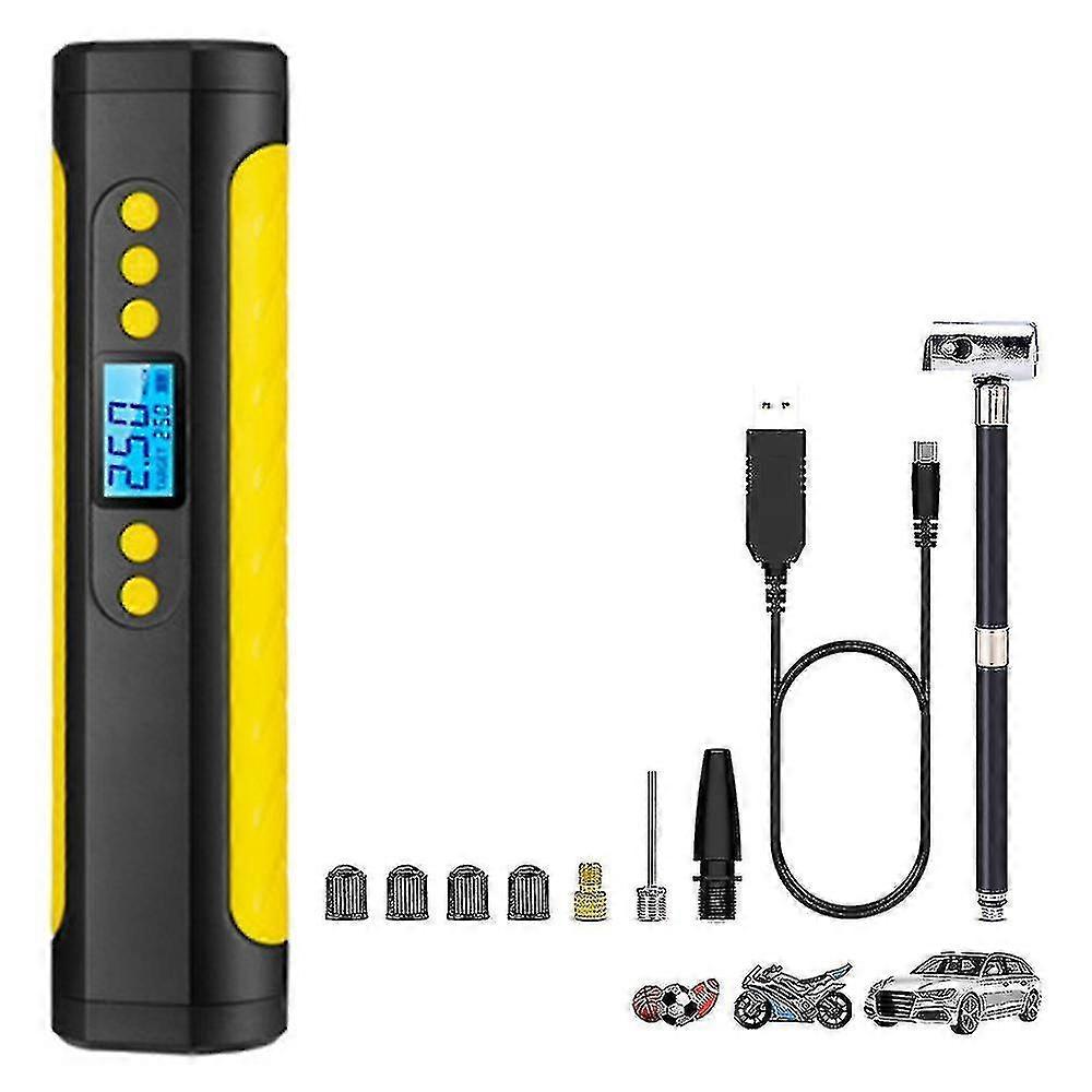 Portable Compressor Mini Electric Pump Tire With Lcd Display Led Mobile 2000mah
