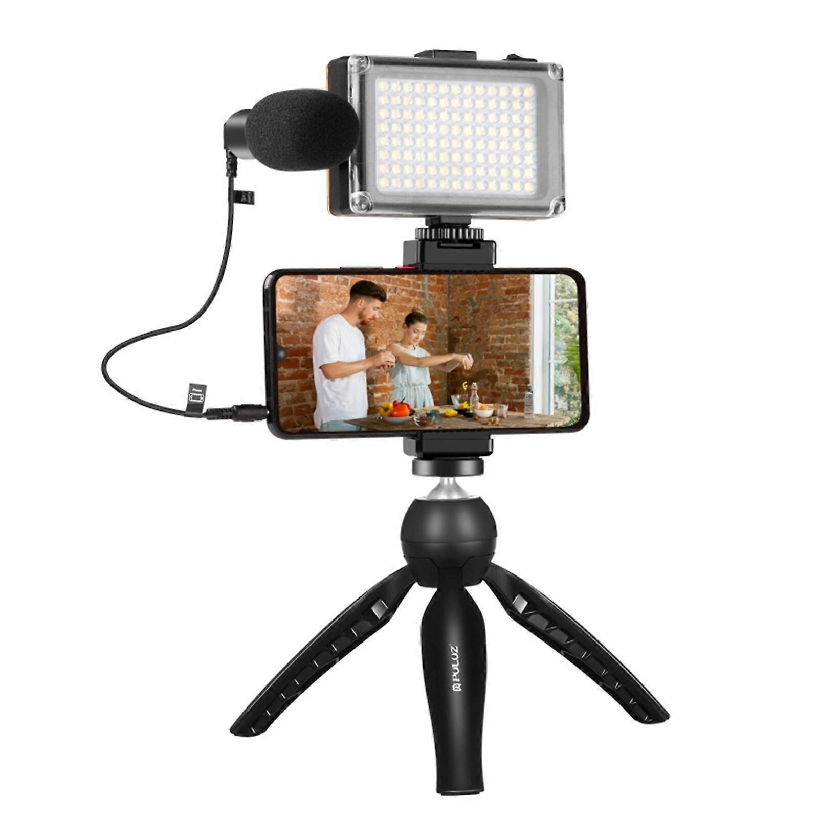 Brush Recording Kit Video Vlog Microphone Tripod Stand Phone CLIP Mounting for Y