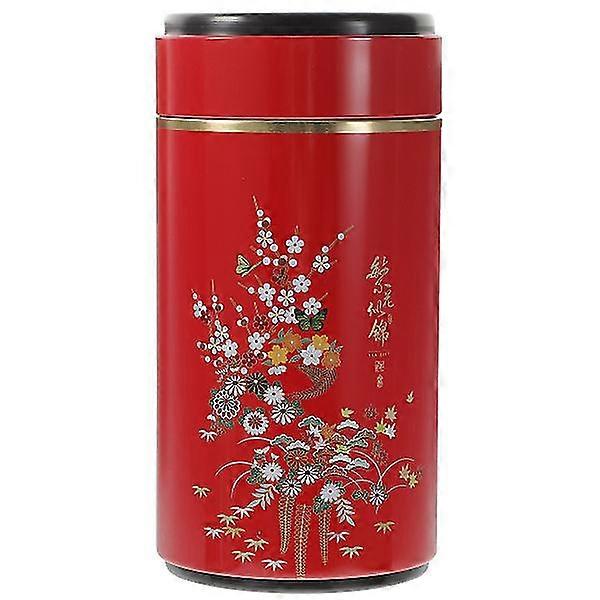 1pc Round Tinplate Tea Leaf Jar Reliable Tea Leaf Sealing Container Storage Jar