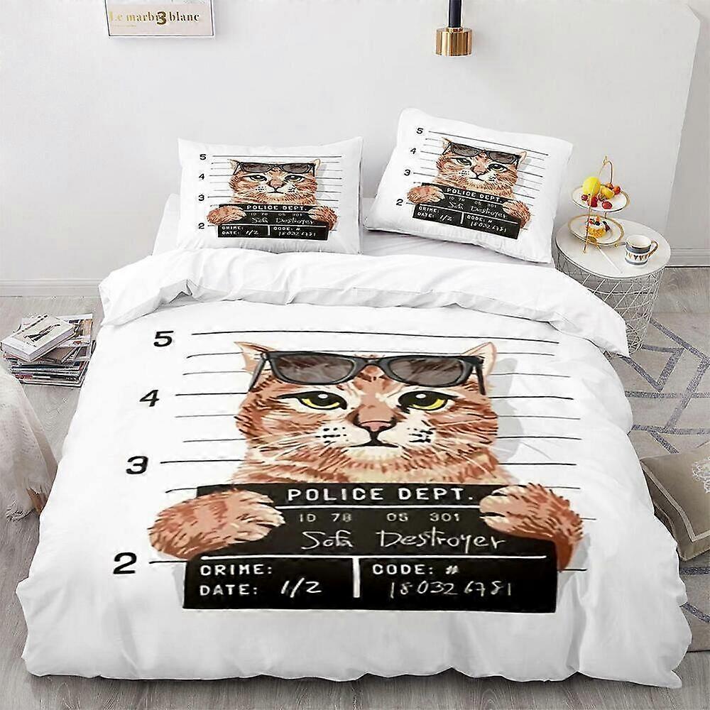 v4211 Sengetøj Søde Katte Kitty Dyr Print 3 Dynebetræk Sæt Hjem Tekstiler Sengelinned Lagner IU4211