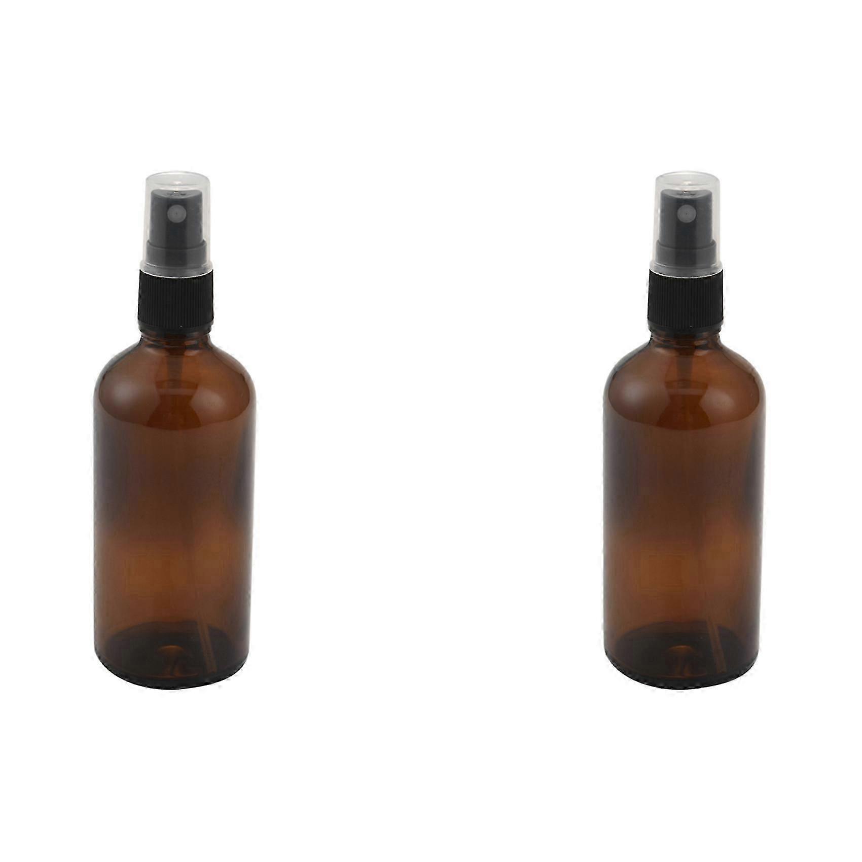 2X 100ML Amber Glass Spray Bottle with Black ATOMISER Sprays,Refillable Container suitable for Essential Oil