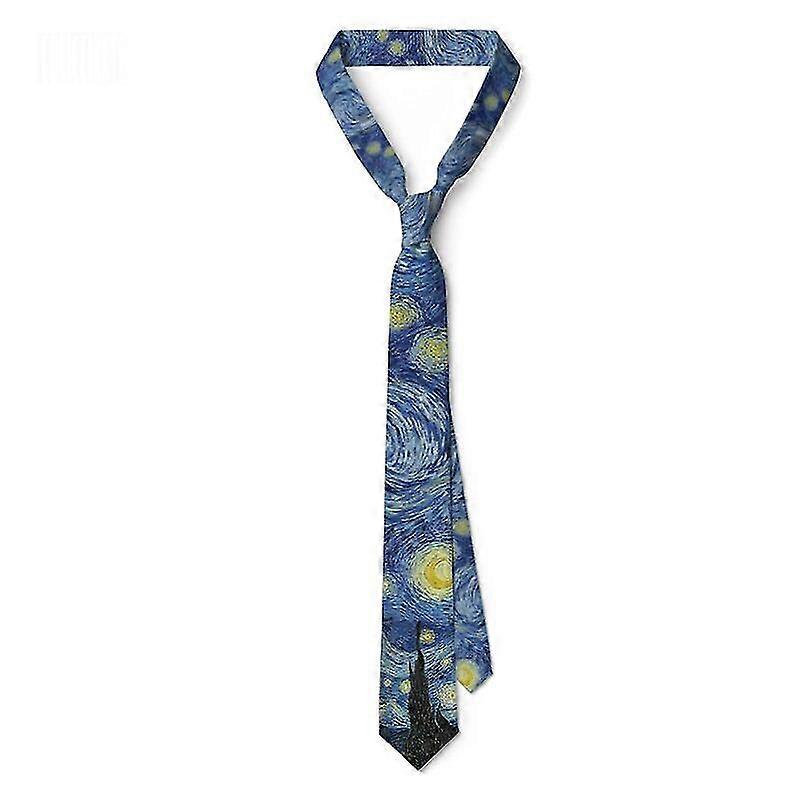 Cravates tendance en polyester pour homme, motif peinture à l'huile, style rétro, motif tournesol et nuit étoilée, 8 cm de large, accessoire pour femme