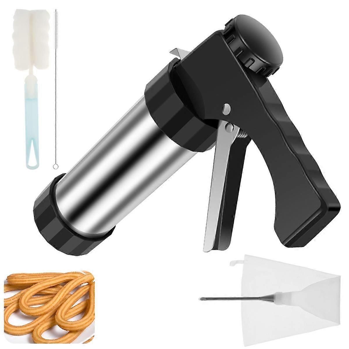 Churrera Churro Maker Machine Stainless Steel Churro Maker Kit with 3 Different Tips Piping Nozzle