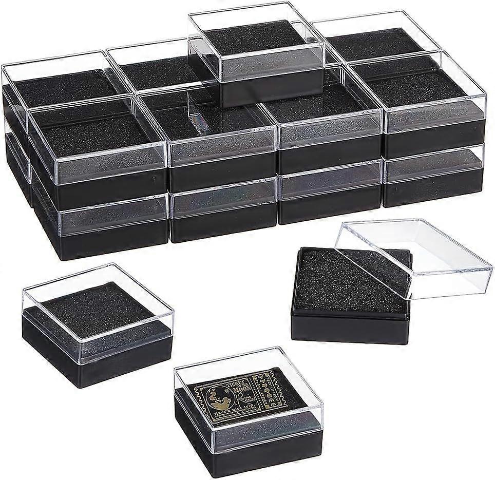 20Pcs Clear Plastic Gift Box For Pin 1.7x1.7x0.9 inch Black Presentation Boxes for Badge Clear Lapel Pin Presentation Display Case for Lapel Pin Gemst