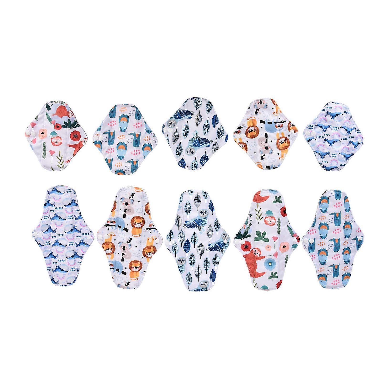 10pcs רפידות וסת רב פעמיות רחיץ במבוק פחם מפיות סניטריות לנשיםC