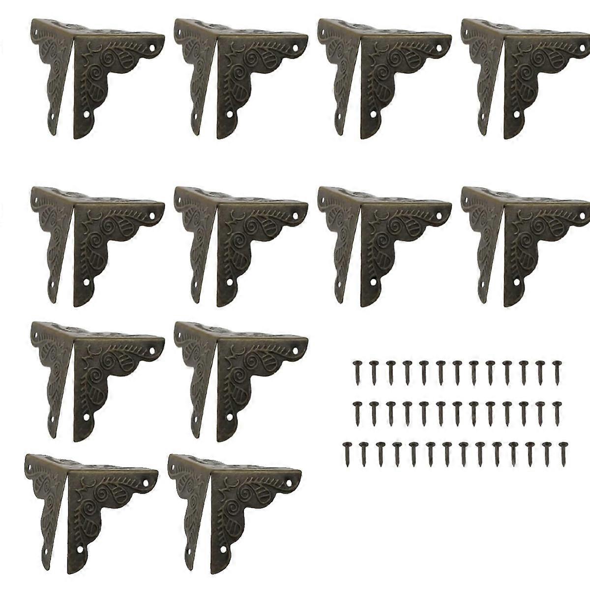 12 Stück hölzerne Schmuck-Geschenkbox mit eiserner Kantenschutzabdeckung