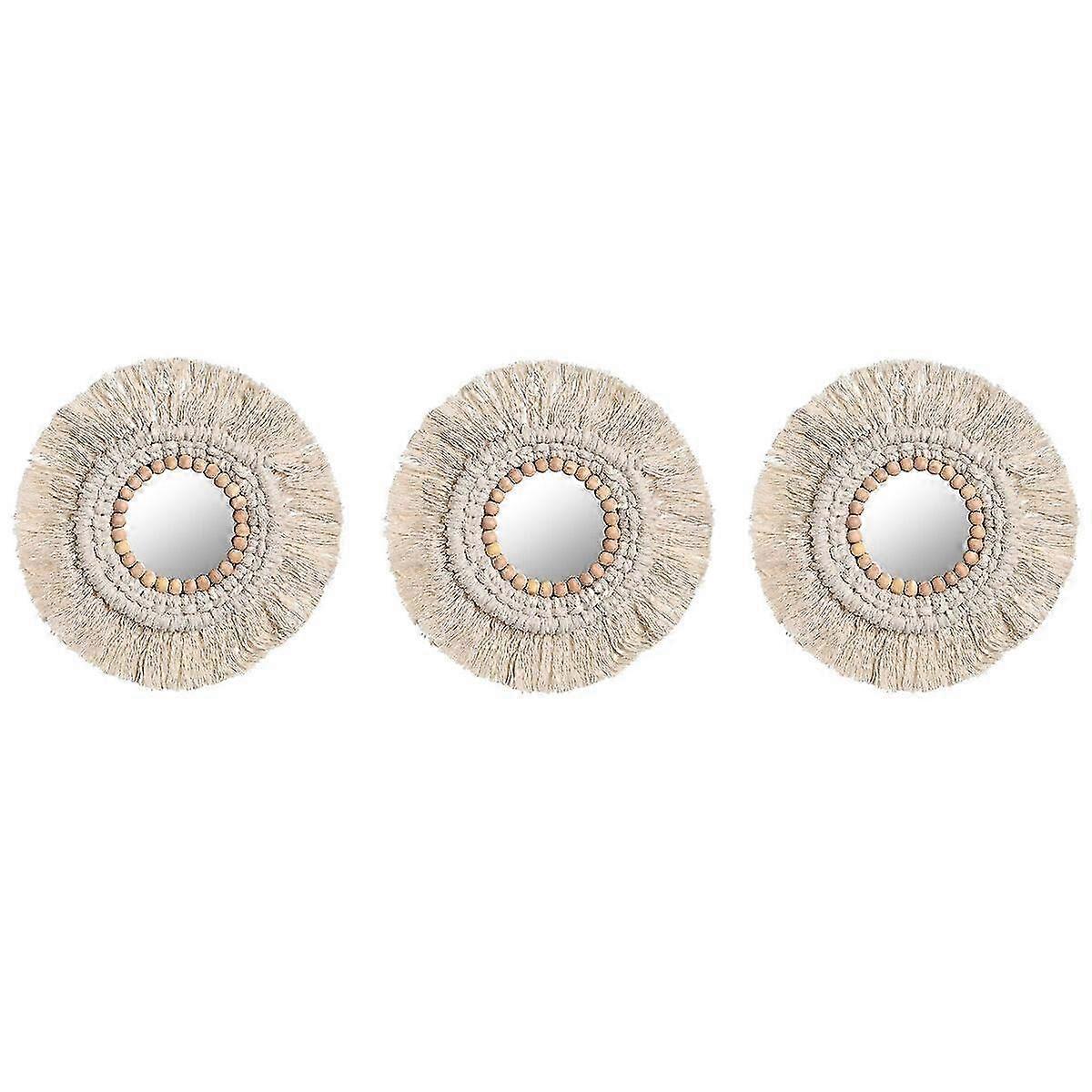 Mirror Set Home ESPRIT White Boho 20 x 1 x 20 cm (3 pieces)