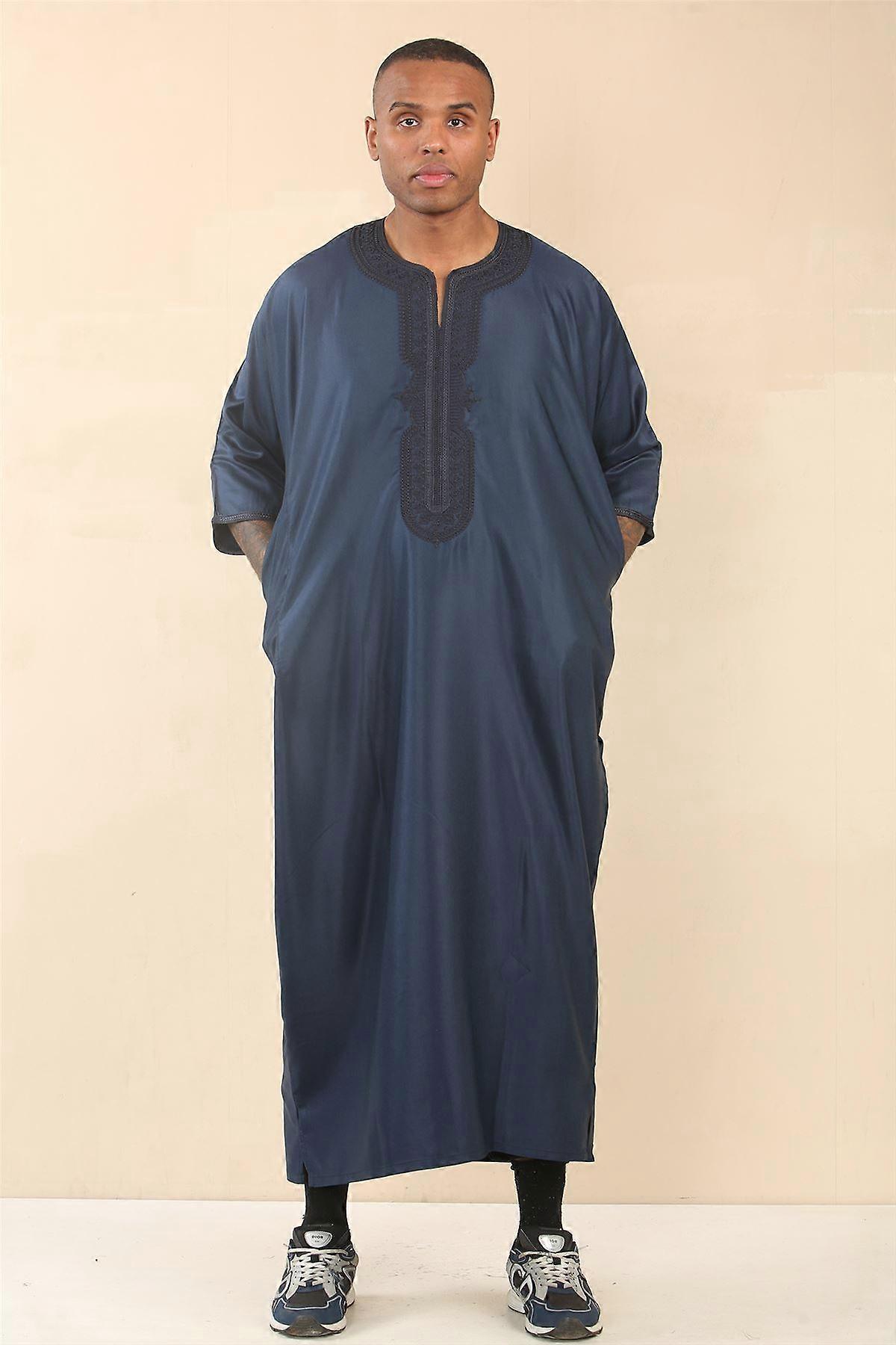 Men's Blue Moroccan Thobe Djellaba Jubba Robe Eid