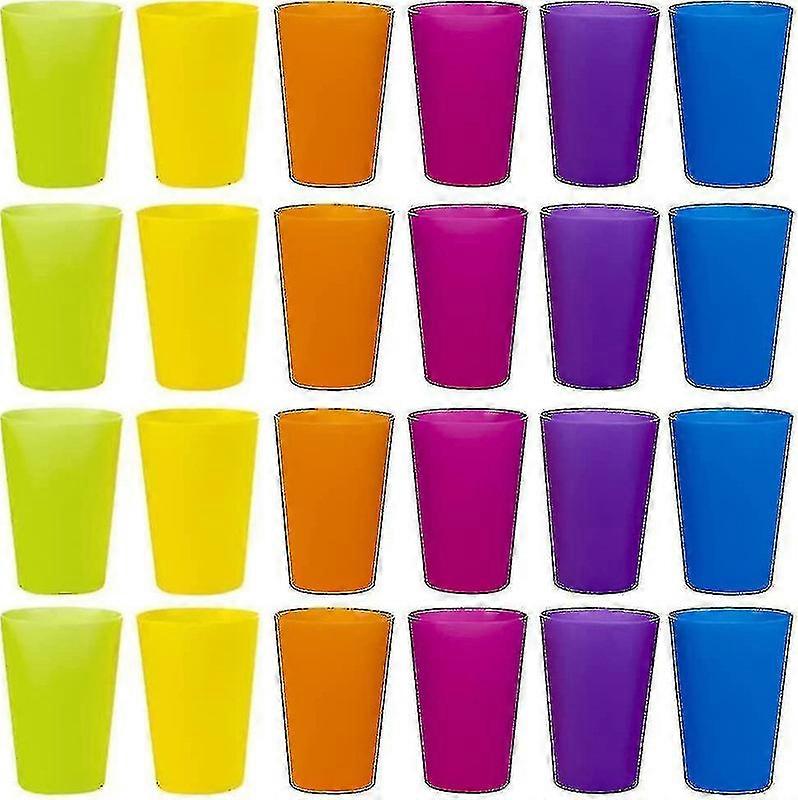 24 Pcs Reusable Plastic Cups 6 Bright Colors Plastic Cups For Kids Camping