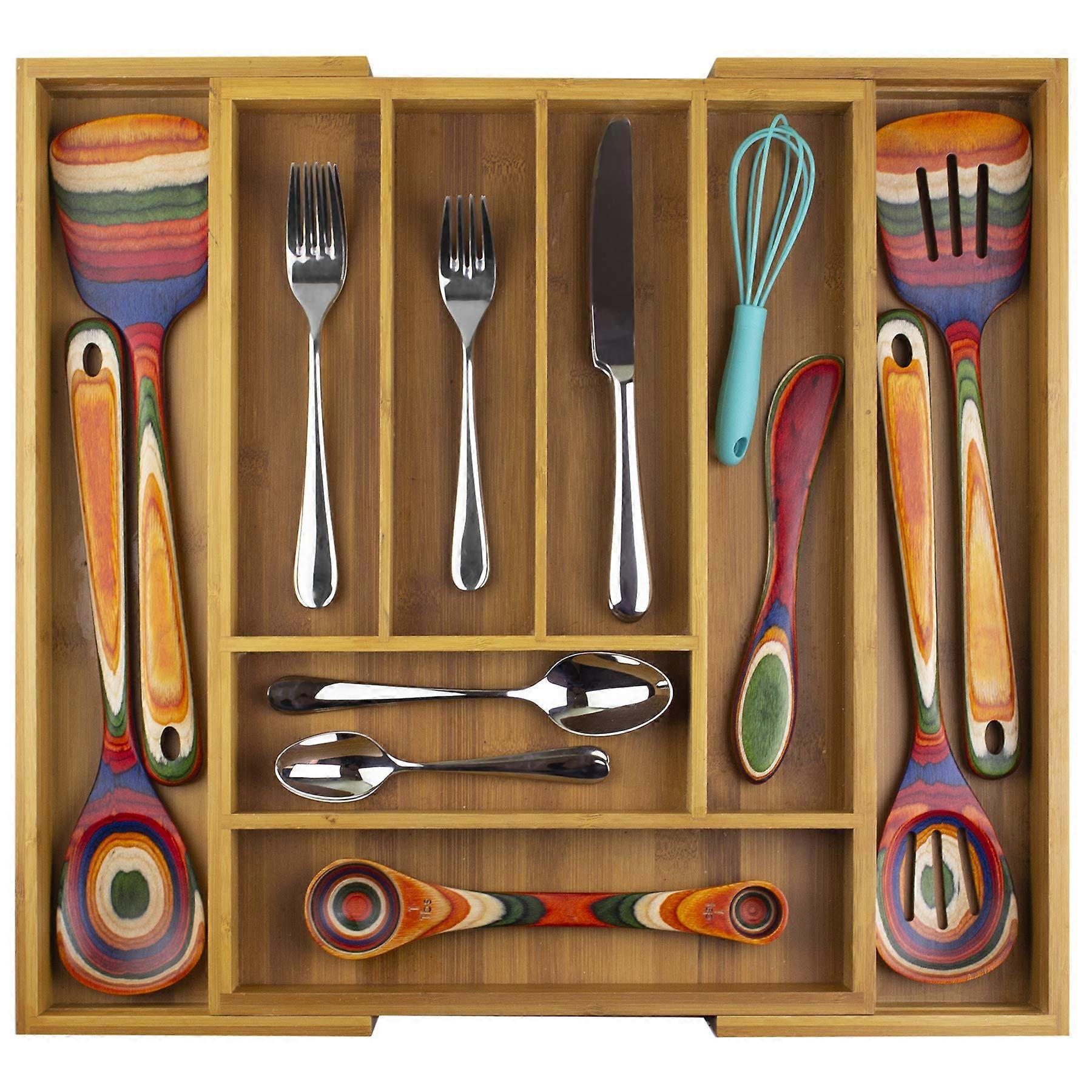 Expandable kitchen drawer organizer, 8 compartments