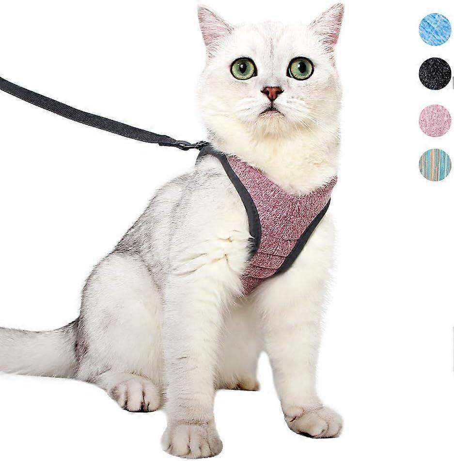 Ultra-light Cat Harness and Leash Kitten Collar Soft and Comfortable Cat Walking Vest Running, Leak Proof Suitable for Puppies Rabbits(Pink, S)