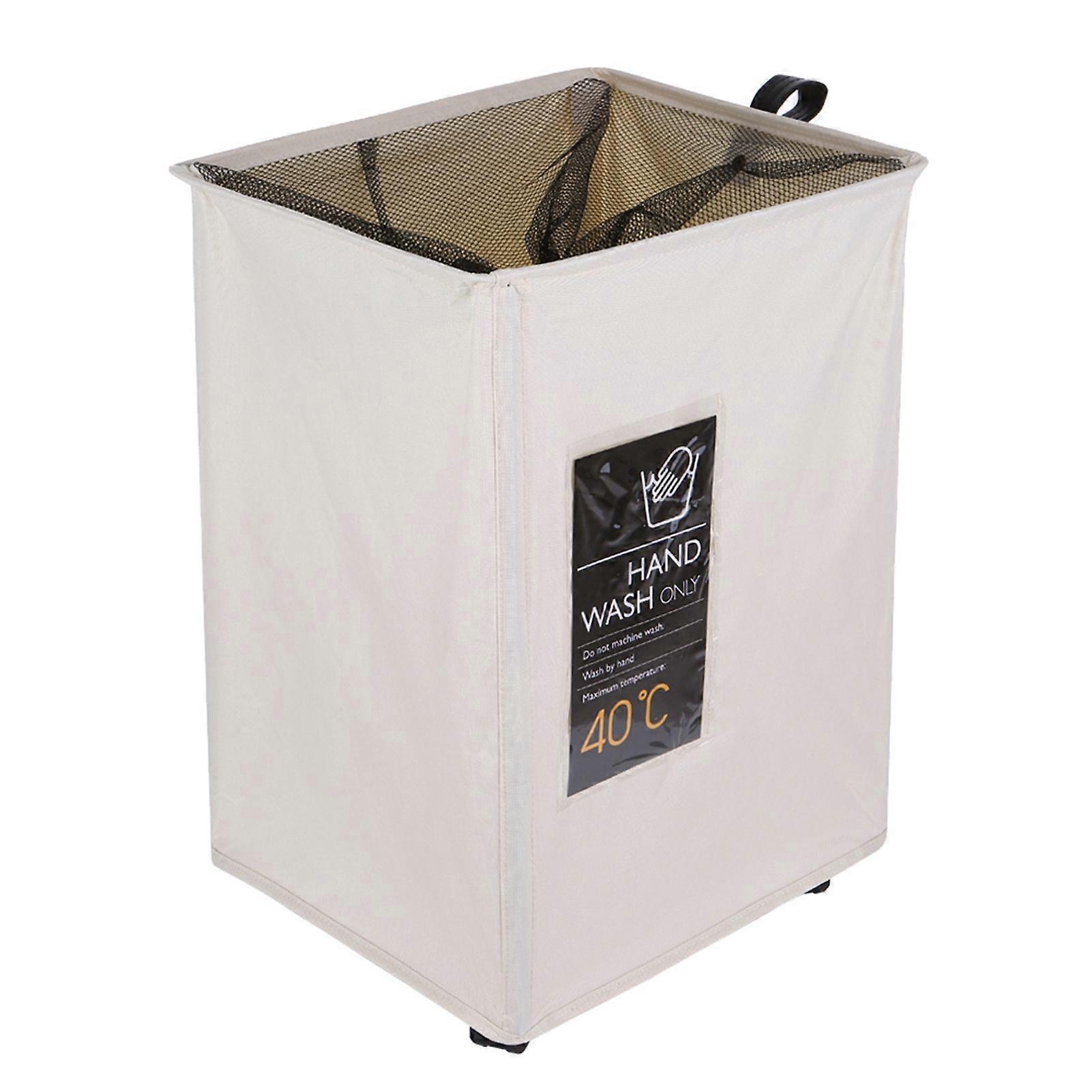 Large Oxford Cloth Laundry Basket Bin Mesh Drawstring Dirty Clothes Hamper with Handles 4 Support Rods 4 Universal Wheels 6 Sort Cards