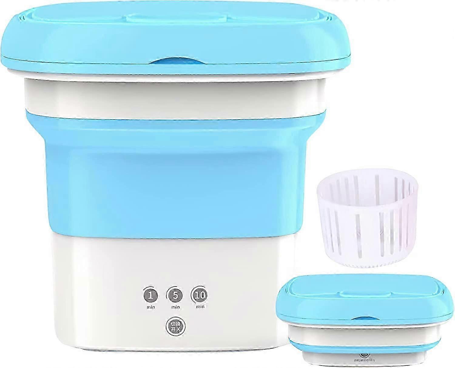 Portable Washing Machine Foldable Small Laundry Machine with Drain Basket Lightweight Washer