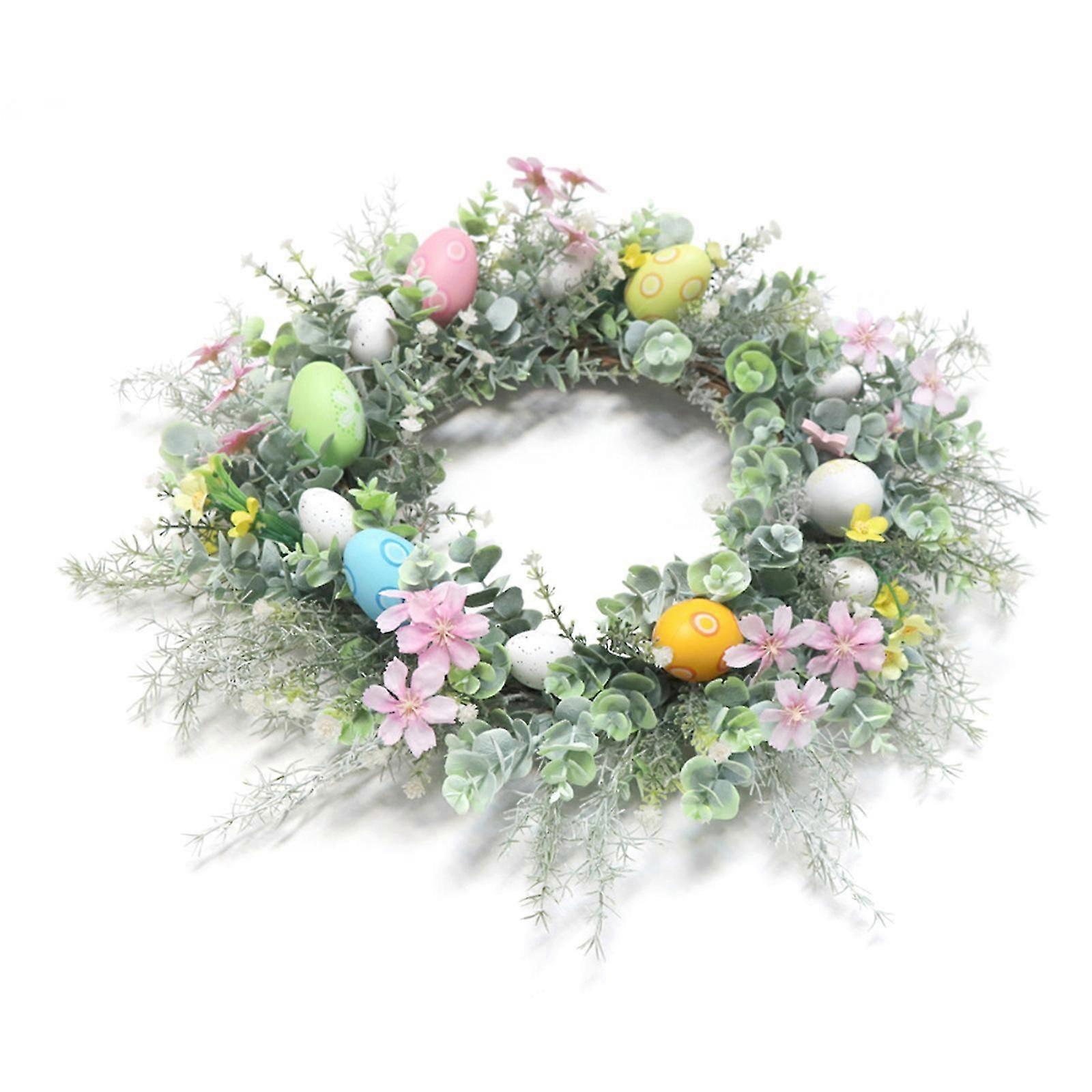 2023 Easter Wreath Colorful Easter Egg Decor Spring For Front Door Mini Garland Decor